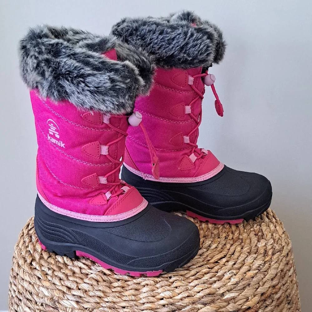Kamik Girls Snow Gypsy Waterproof/Insulated Pink Print Nylon Winter‎ Boots S-3